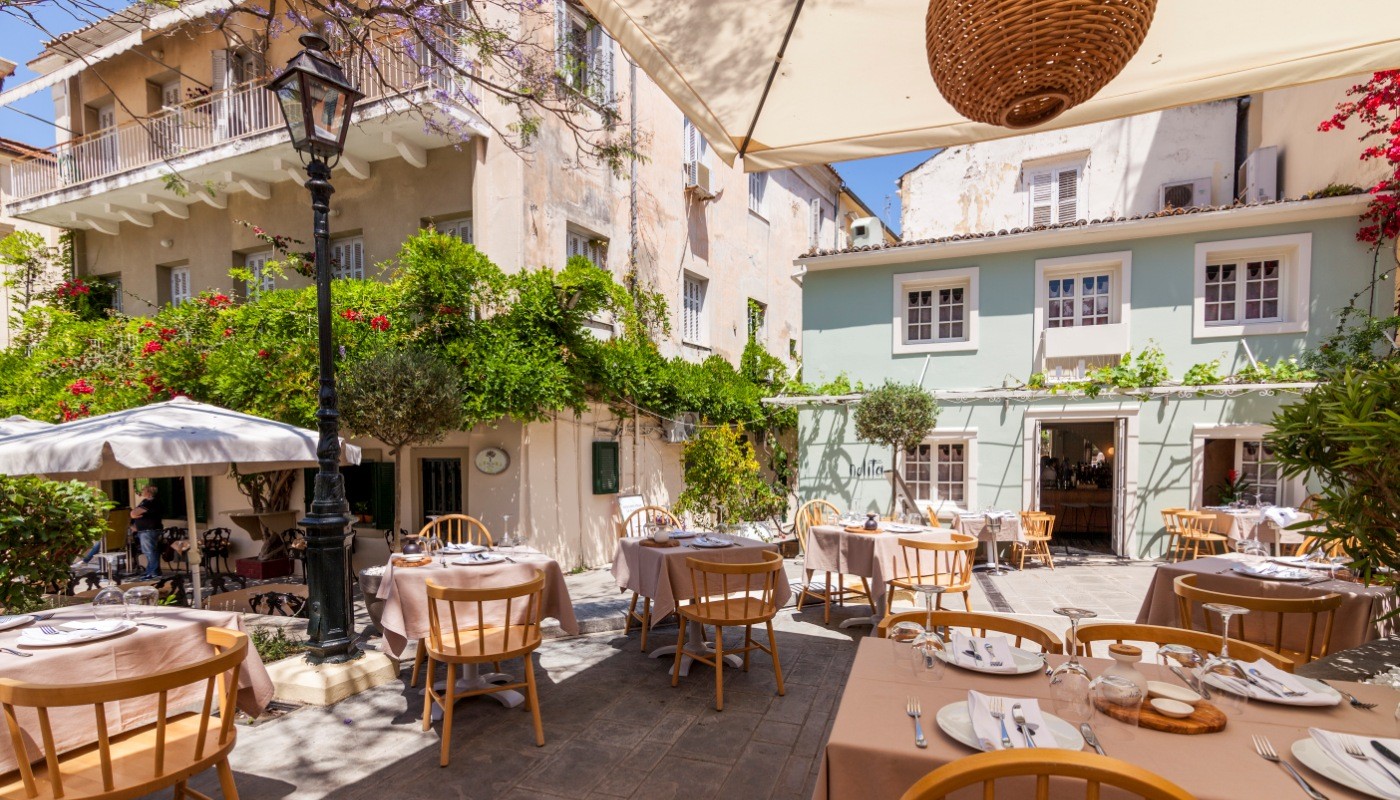 Nolita Corfu restaurant terrace in Corfu Town